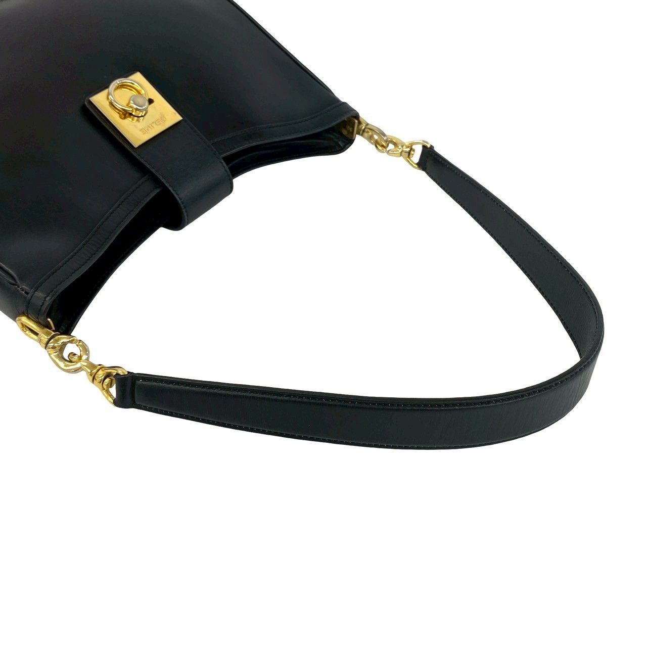 Celine Vintage Ring Logo Calf Leather Shoulder Bag Tote Black — view 4