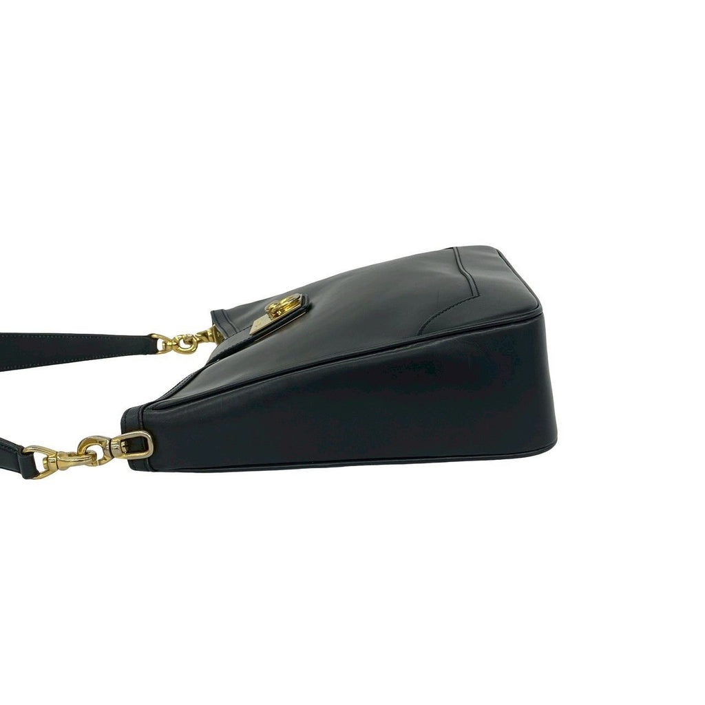 Celine Vintage Ring Logo Calf Leather Shoulder Bag Tote Black — view 5