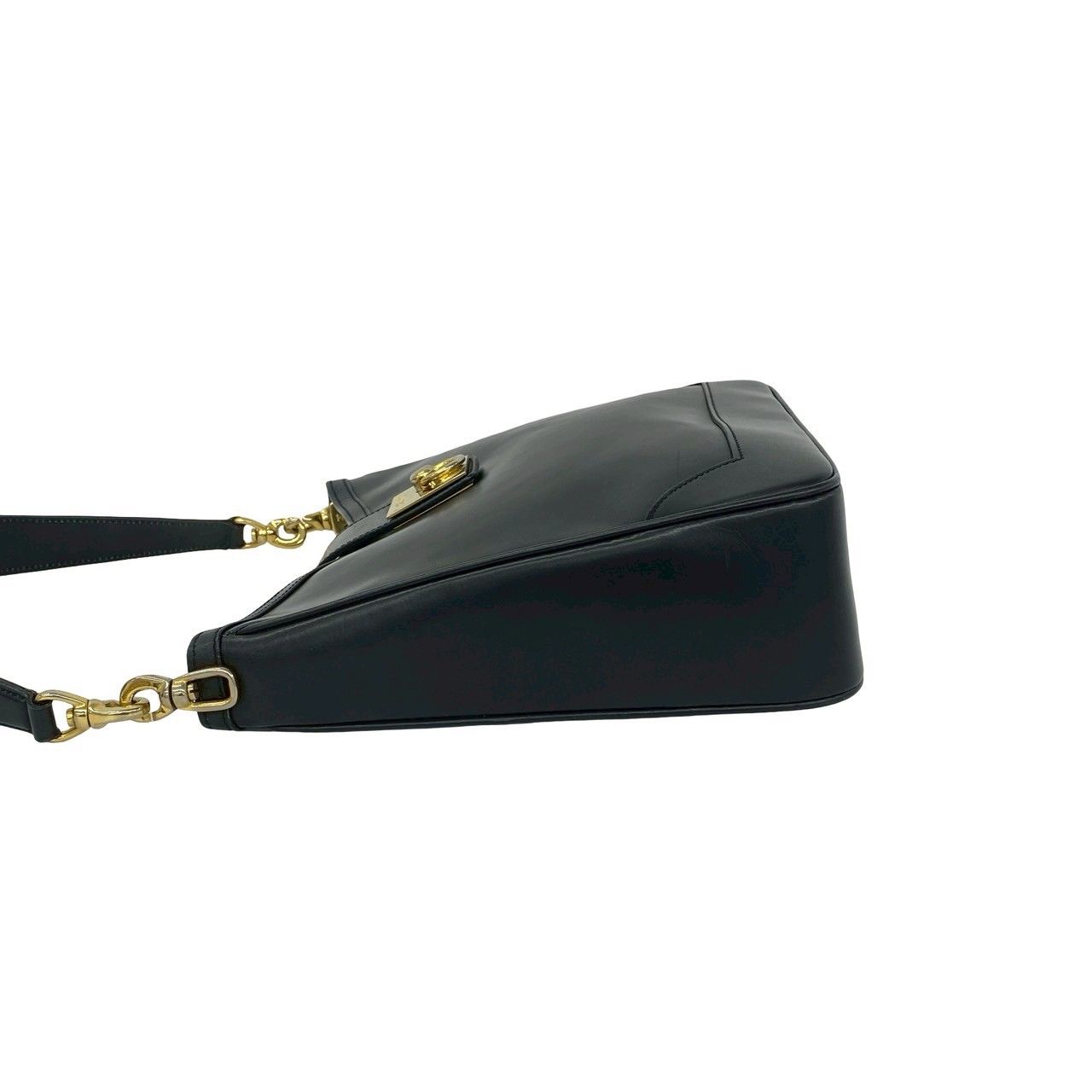 Celine Vintage Ring Logo Calf Leather Shoulder Bag Tote Black — view 5