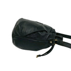 Celine Vintage Trio Logo Leather Drawstring Shoulder Bag Tote Black — view 6