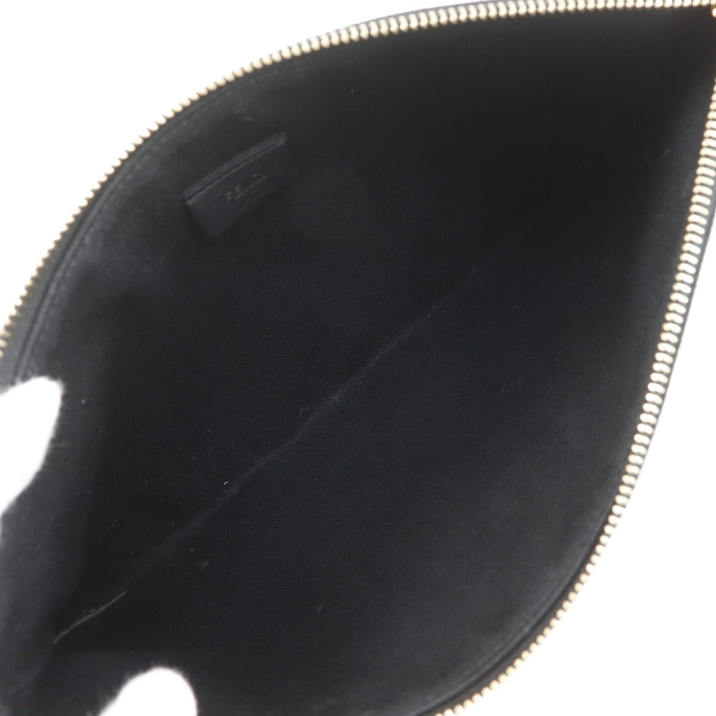 Fendi Flat Medium Pouch FF Logo Cotton Black — view 6