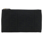 Fendi Flat Medium Pouch FF Logo Cotton Black