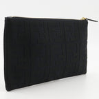 Fendi Flat Medium Pouch FF Logo Cotton Black — view 3