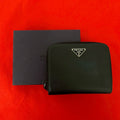 Prada Saffiano Leather Bifold Wallet Mini Black