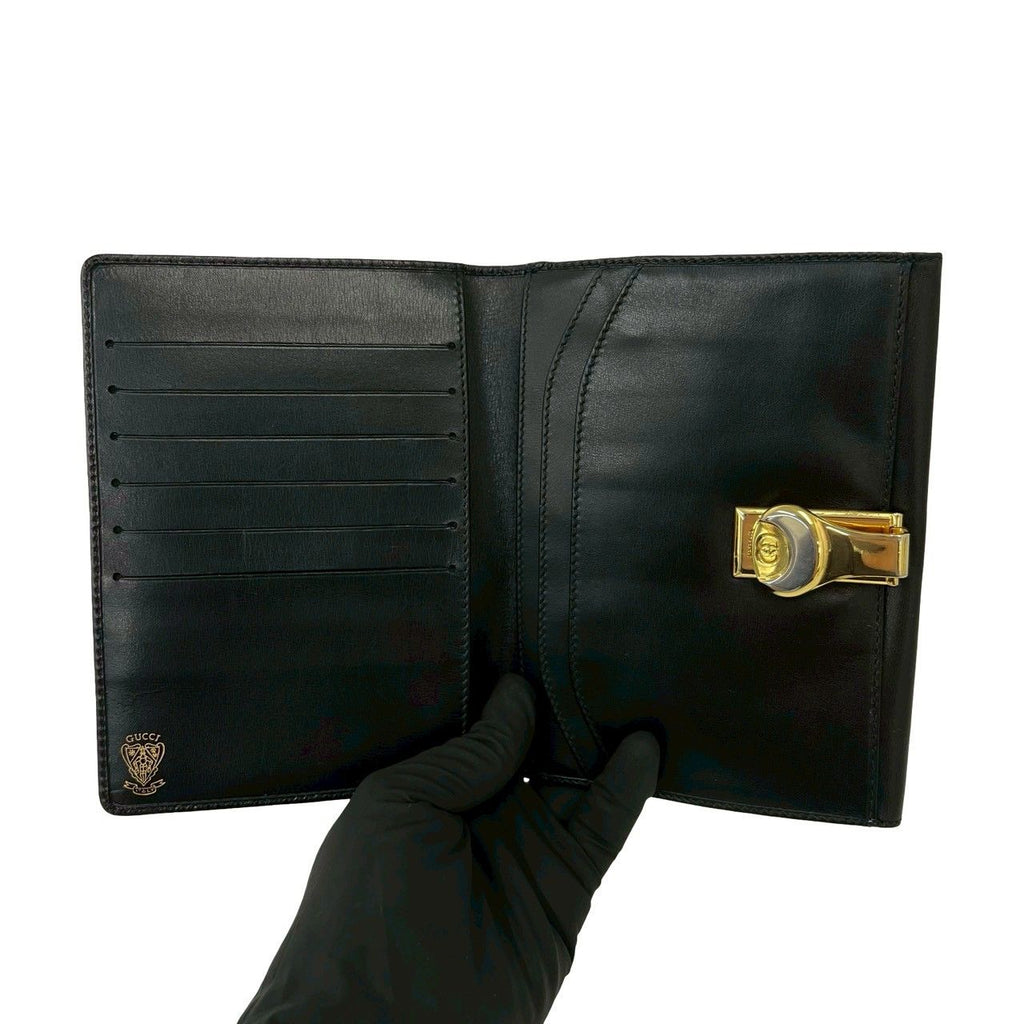 Gucci Vintage GG Logo Leather Bifold Wallet Mini Black — view 7