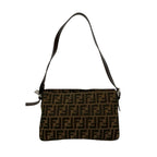 Fendi Vuitton Mamma Bucket Zucca FF Logo Canvas Leather Shoulder Bag Brown — view 3