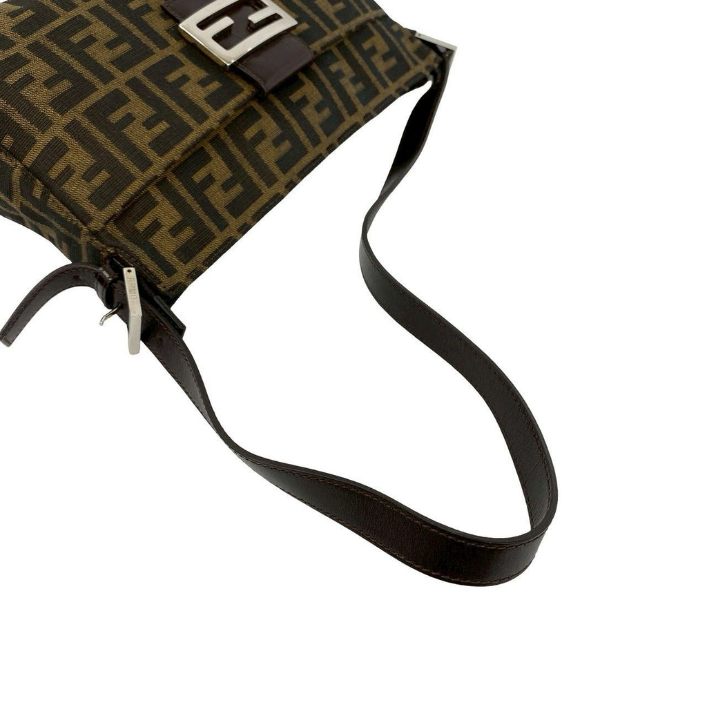 Fendi Vuitton Mamma Bucket Zucca FF Logo Canvas Leather Shoulder Bag Brown — view 4