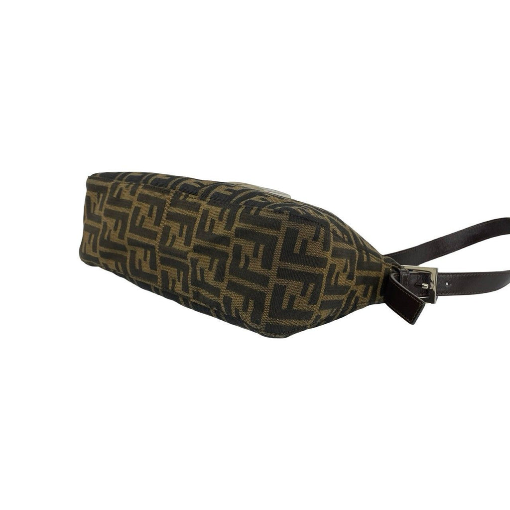 Fendi Vuitton Mamma Bucket Zucca FF Logo Canvas Leather Shoulder Bag Brown — view 8