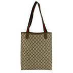 Gucci Vintage Sherry Line GG Logo Pattern Leather Tote Brown — view 3