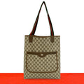 Gucci Vintage Sherry Line GG Logo Pattern Leather Tote Brown