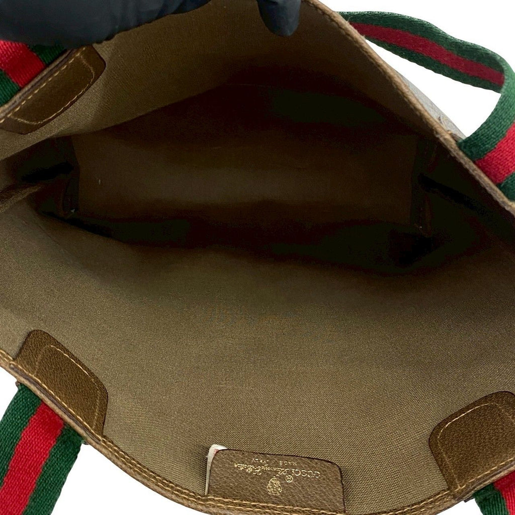 Gucci Vintage Sherry Line GG Logo Pattern Leather Tote Brown — view 9