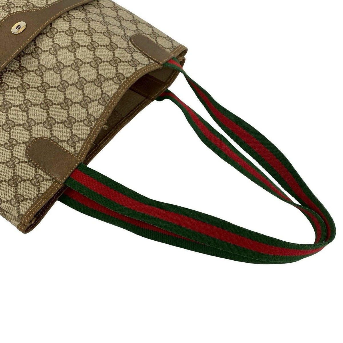 Gucci Vintage Sherry Line GG Logo Pattern Leather Tote Brown — view 4