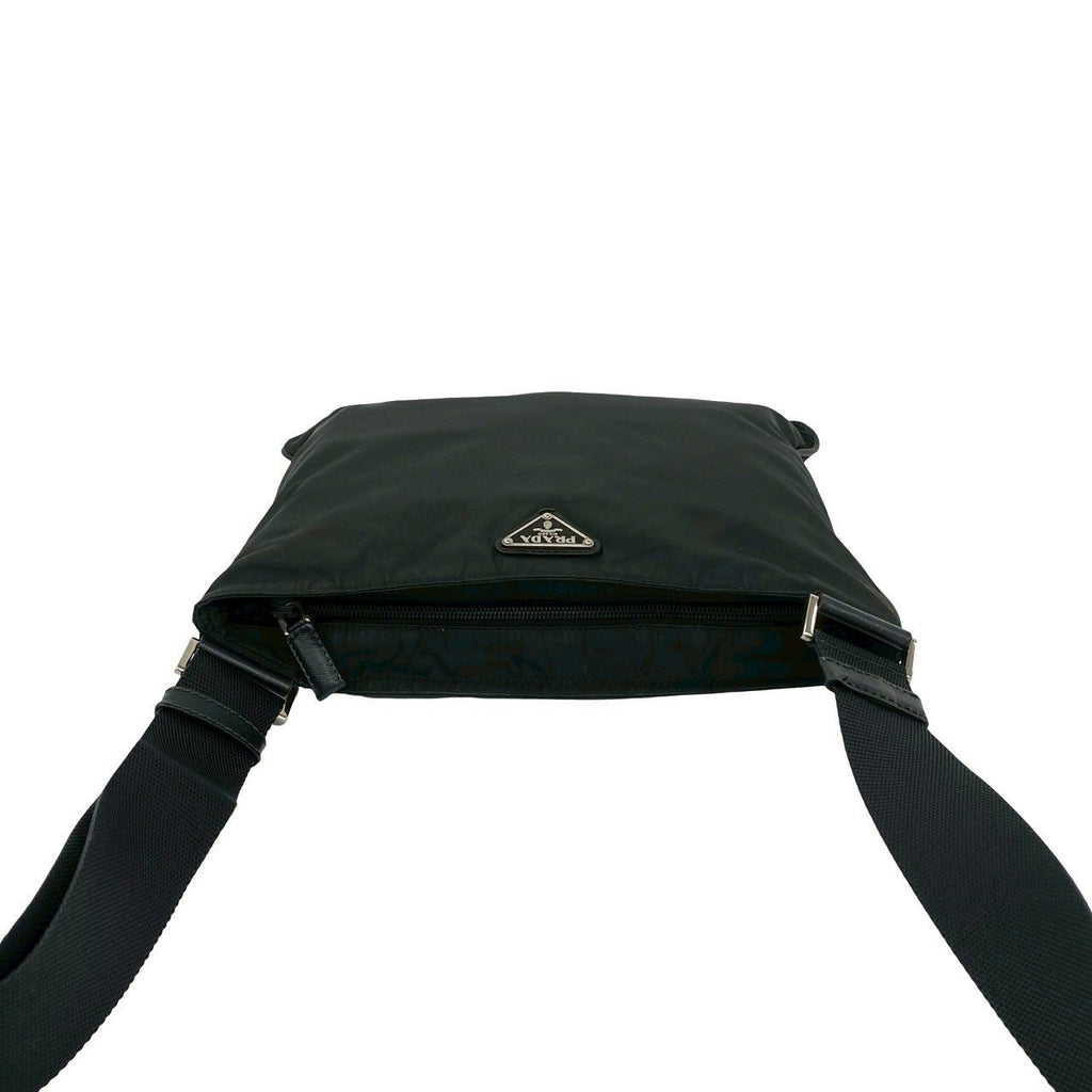 Prada Nylon Tessuto Leather Shoulder Bag Crossbody Pochette Black — view 4