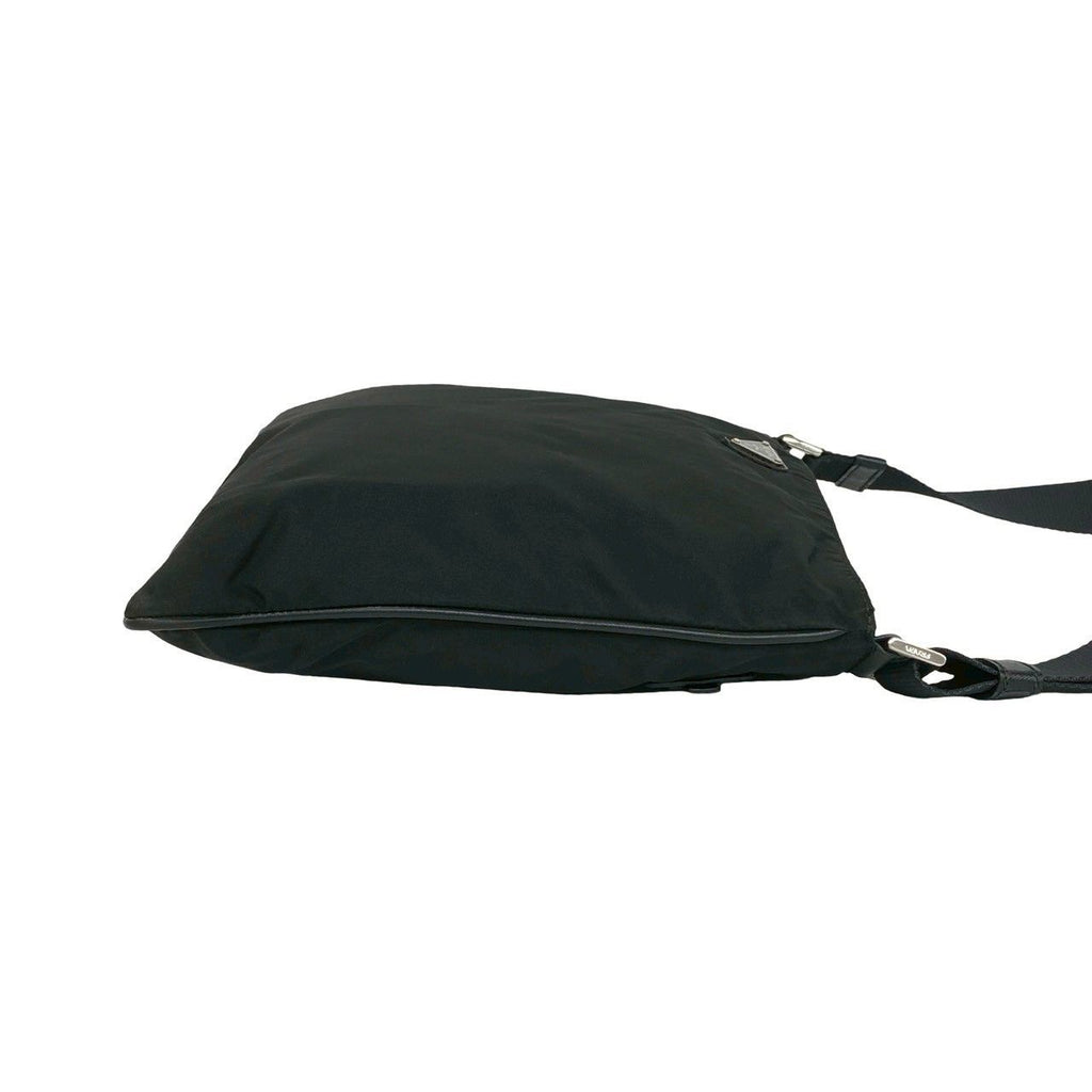 Prada Nylon Tessuto Leather Shoulder Bag Crossbody Pochette Black — view 6