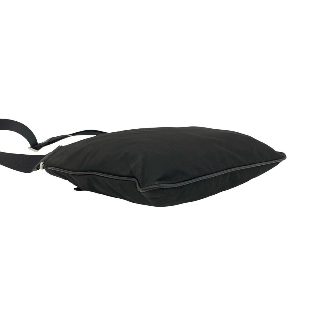 Prada Nylon Tessuto Leather Shoulder Bag Crossbody Pochette Black — view 7