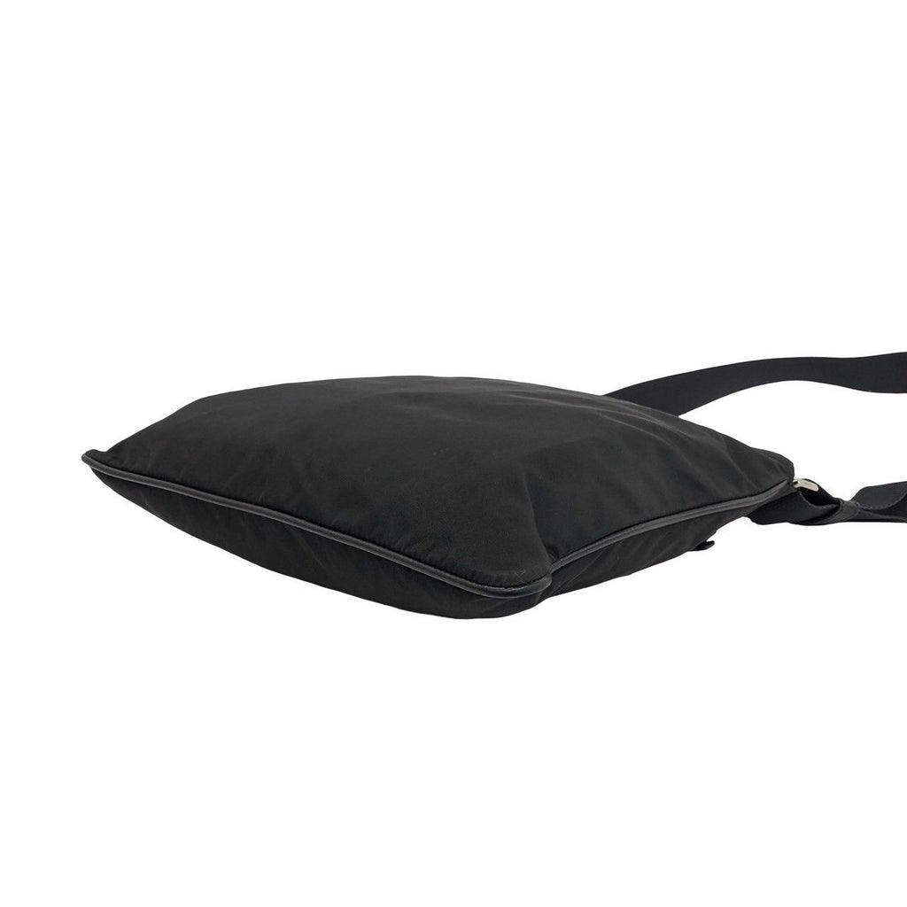 Prada Nylon Tessuto Leather Shoulder Bag Crossbody Pochette Black — view 8