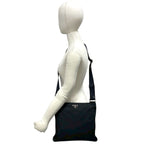 Prada Nylon Tessuto Leather Shoulder Bag Crossbody Pochette Black — view 2