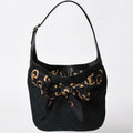 Gucci Scarf GG Canvas Shoulder Bag Black Gold
