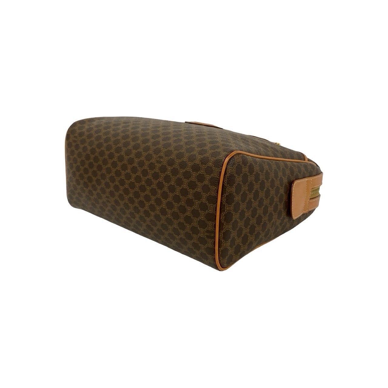 Celine Vintage Macadam Blason Pattern Logo Leather Boston Bag Brown — view 8