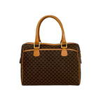 Celine Vintage Macadam Blason Pattern Logo Leather Boston Bag Brown — view 3