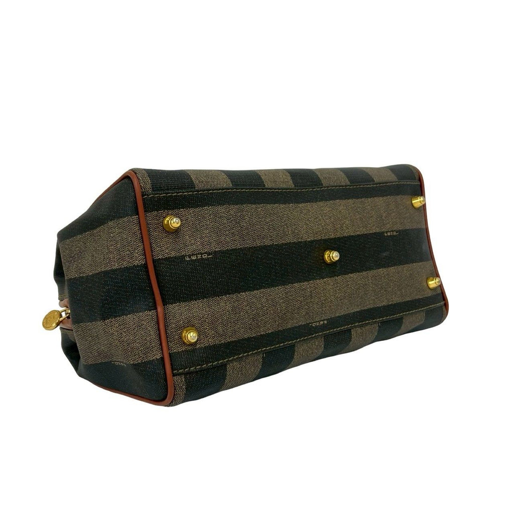 Fendi Vintage Pecan Pattern Leather Mini Boston Bag Brown Black Khaki — view 7