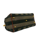 Fendi Vintage Pecan Pattern Leather Mini Boston Bag Brown Black Khaki — view 7