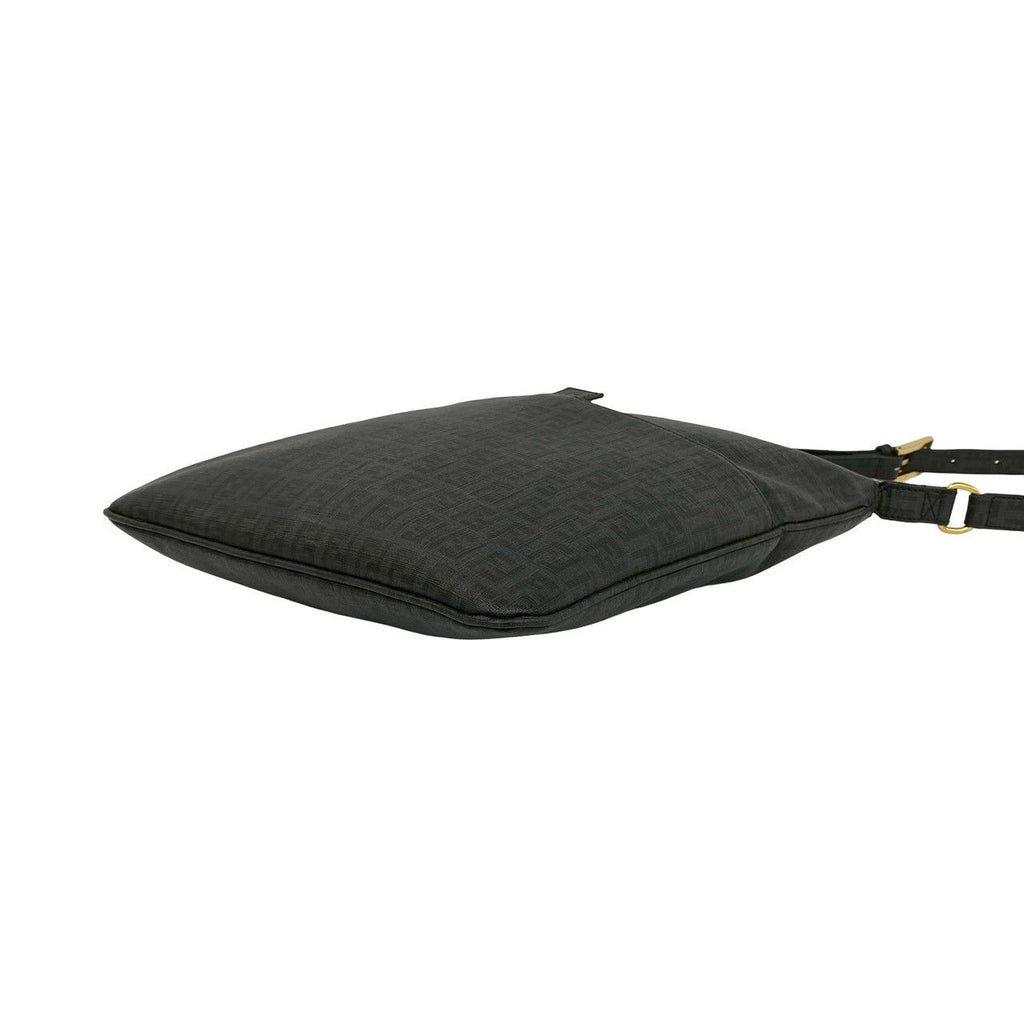 Fendi Zucchino FF Pattern Logo Leather Shoulder Bag Crossbody Black — view 8