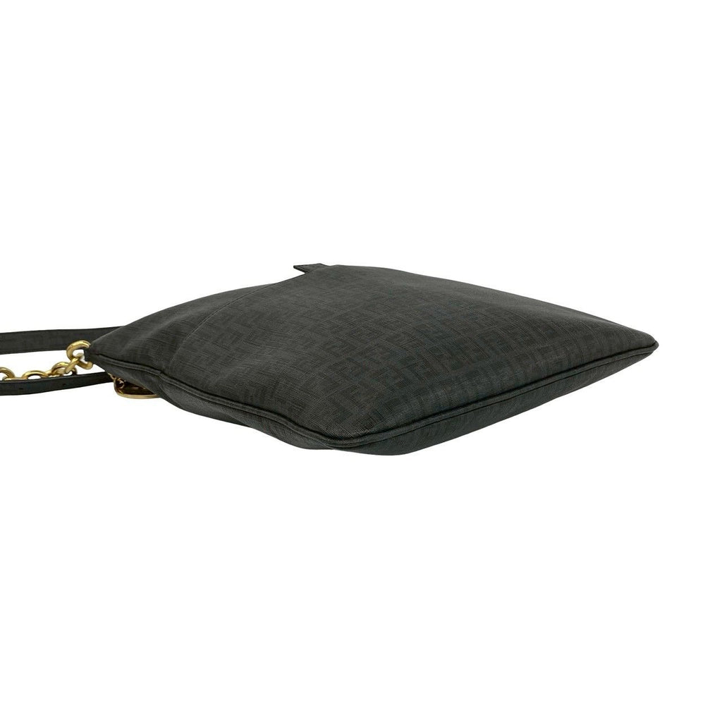 Fendi Zucchino FF Pattern Logo Leather Shoulder Bag Crossbody Black — view 7