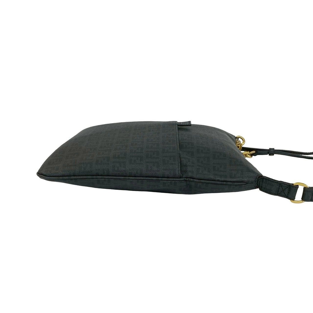 Fendi Zucchino FF Pattern Logo Leather Shoulder Bag Crossbody Black — view 6