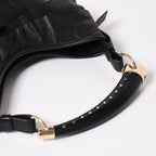 Saint Laurent Tropez Bag Black Ruffle Leather Logo Shoulder Gold — view 8