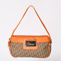 Dior Street Chic Trotter Pattern Bag Canvas Galliano Era Orange Beige Leather