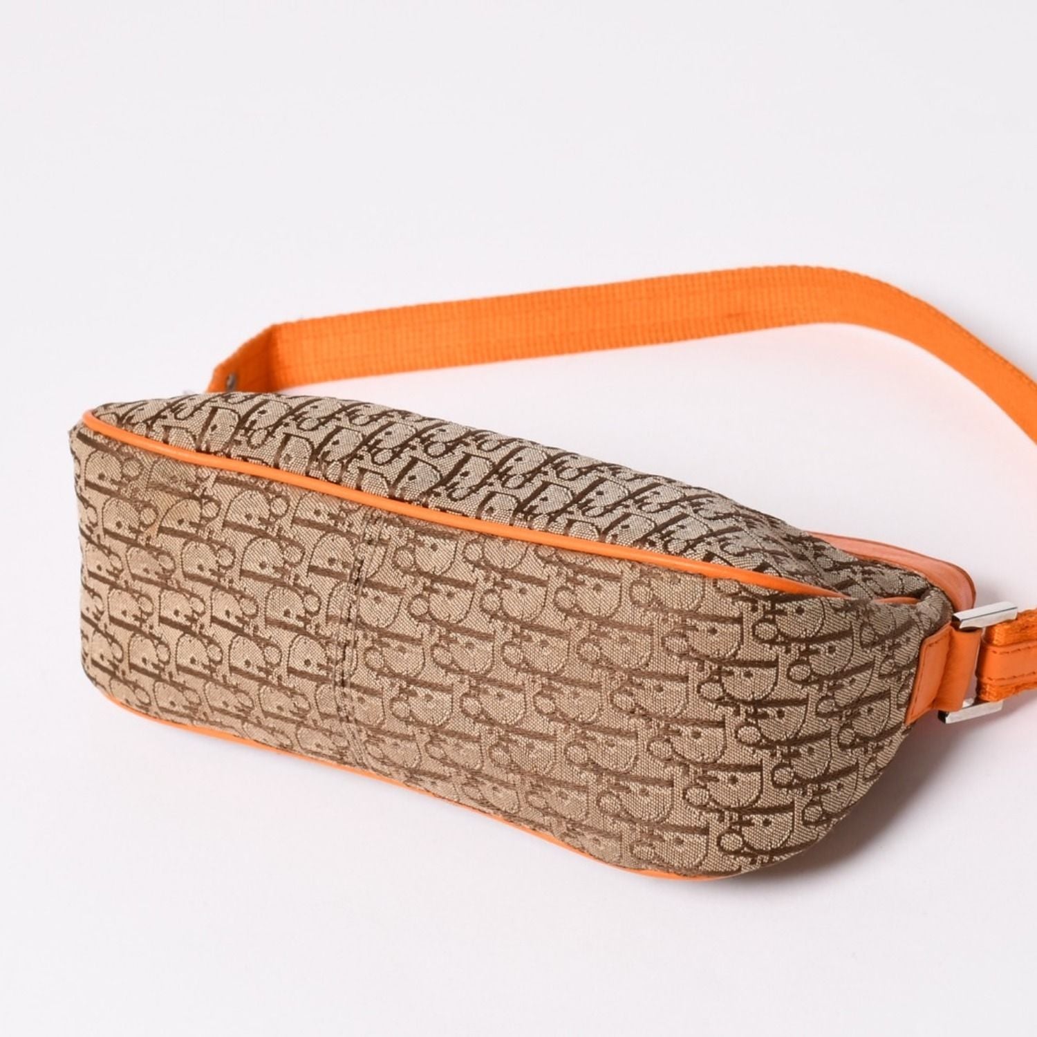 Dior Street Chic Trotter Pattern Bag Canvas Galliano Era Orange Beige Leather — view 8