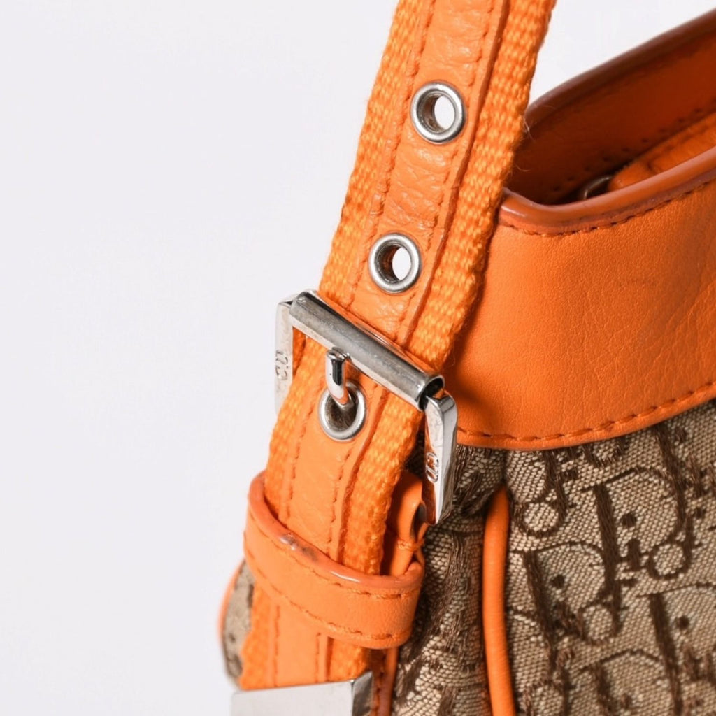 Dior Street Chic Trotter Pattern Bag Canvas Galliano Era Orange Beige Leather — view 4