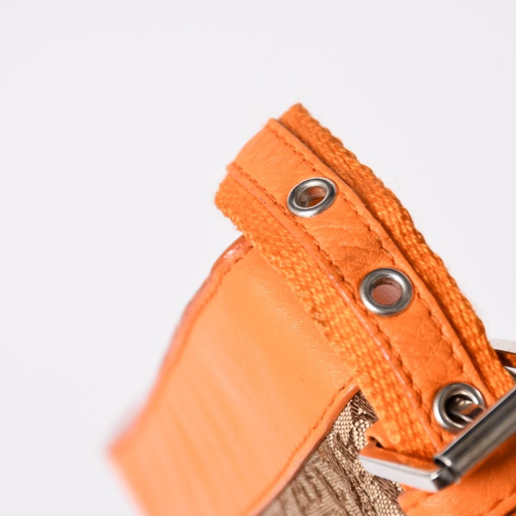 Dior Street Chic Trotter Pattern Bag Canvas Galliano Era Orange Beige Leather — view 5
