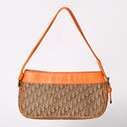 Dior Street Chic Trotter Pattern Bag Canvas Galliano Era Orange Beige Leather — view 2