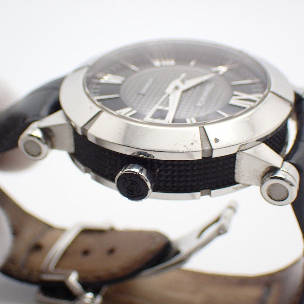 Tiffany & Co Atlas Gent Automatic Winding Watch Black Dial Slotted Back Leather — view 7