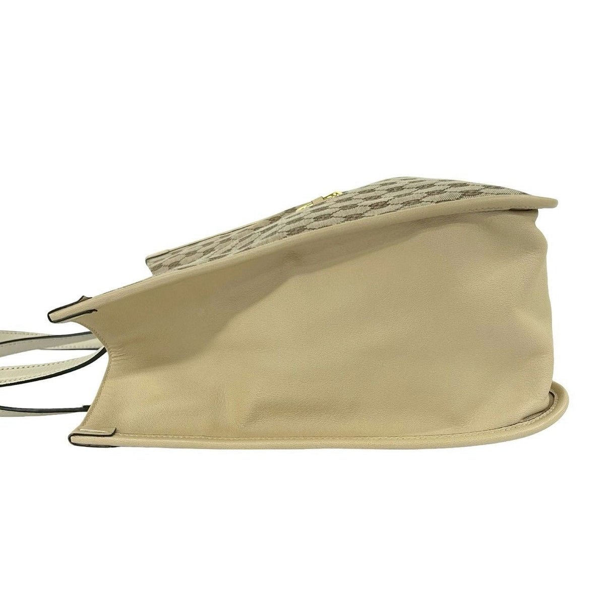 Gucci GG Logo Horsebit Canvas Leather Tote Shoulder Bag Beige — view 5