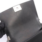 Chanel Shoulder Bag Stitch Black Silver Lambskin Chain — view 6