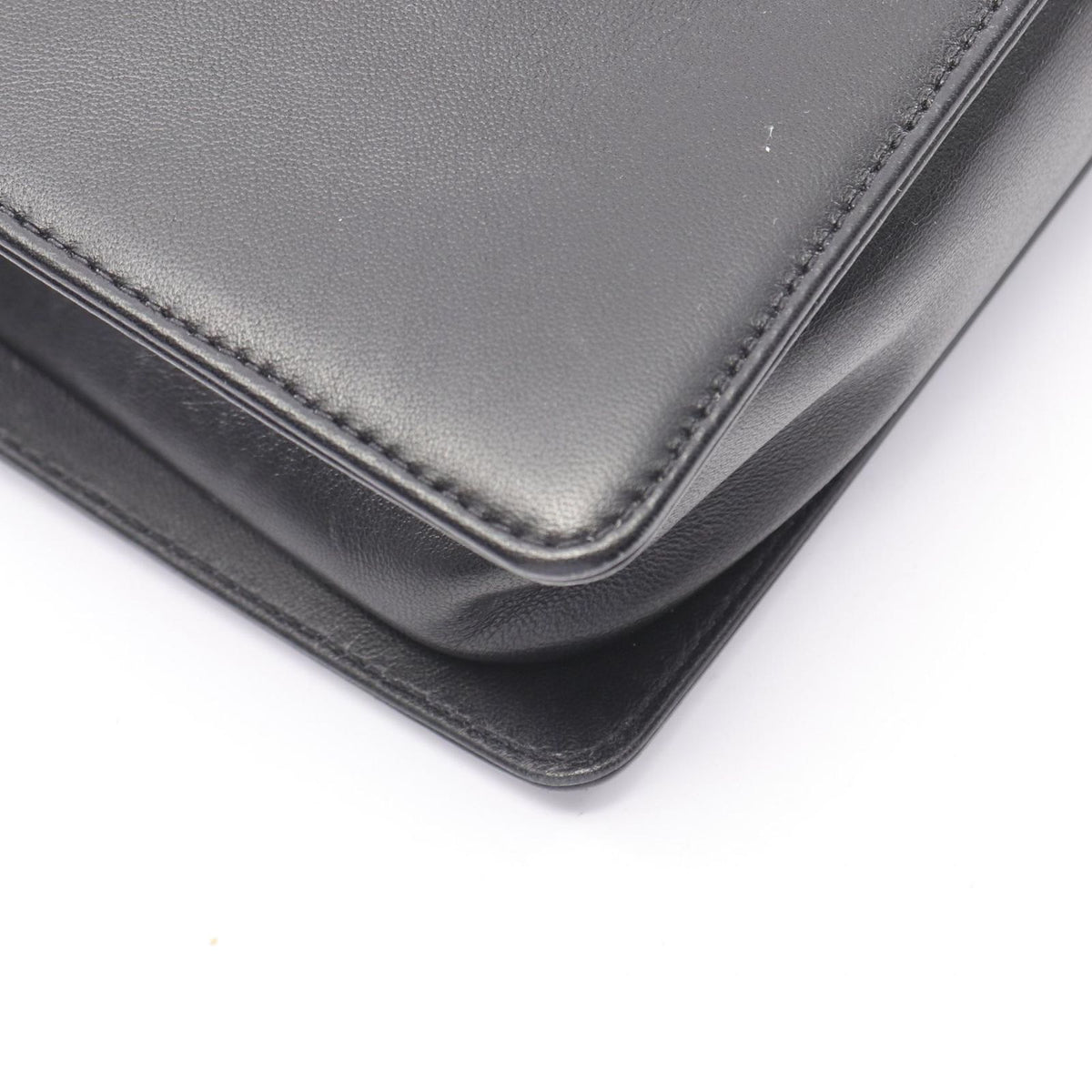 Chanel Shoulder Bag Stitch Black Silver Lambskin Chain — view 7