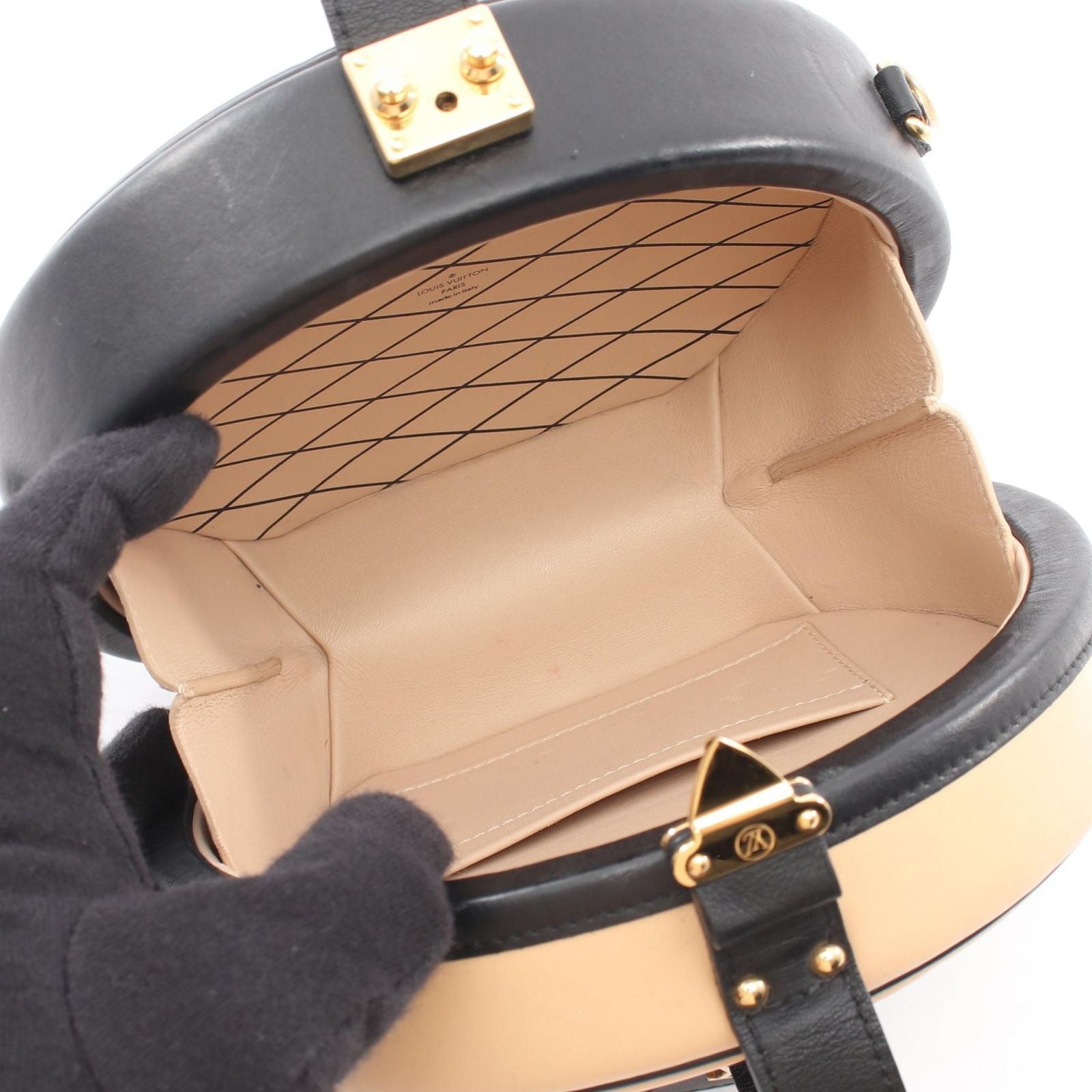 Louis Vuitton Handbag Petite Boite Chapeau 2-Way Beige Black Leather — view 3