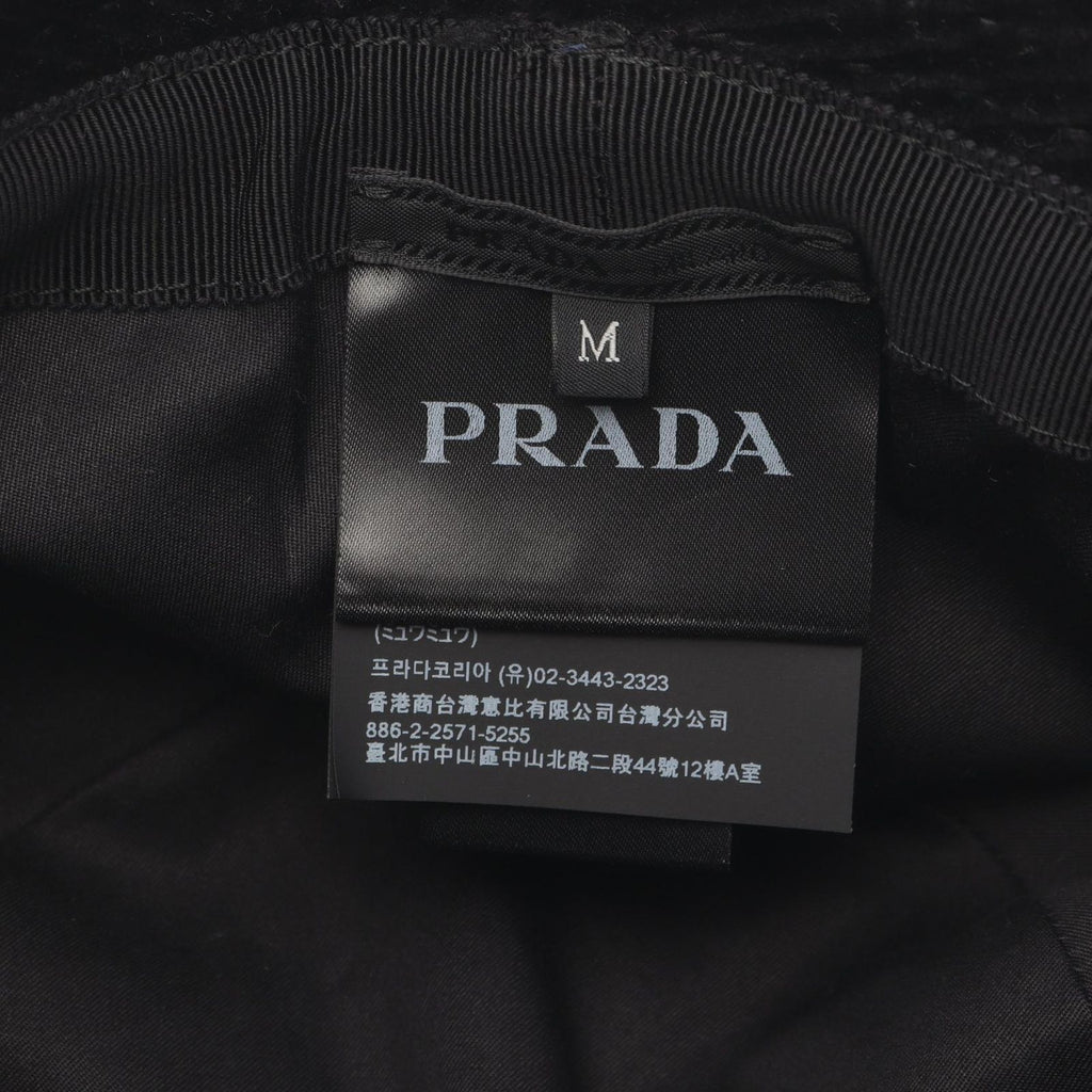 Prada Hat Triangle Plate Corduroy Bucket — view 4