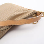 Fendi Shoulder Bag Zucchino Beige Brown Canvas Leather Hand — view 9