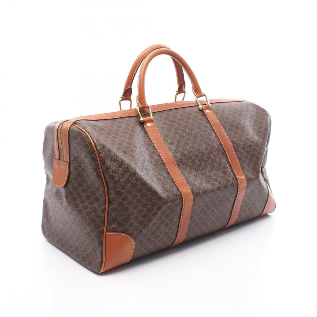 Celine Boston Bag Madakam Dark Brown Canvas Leather — view 2