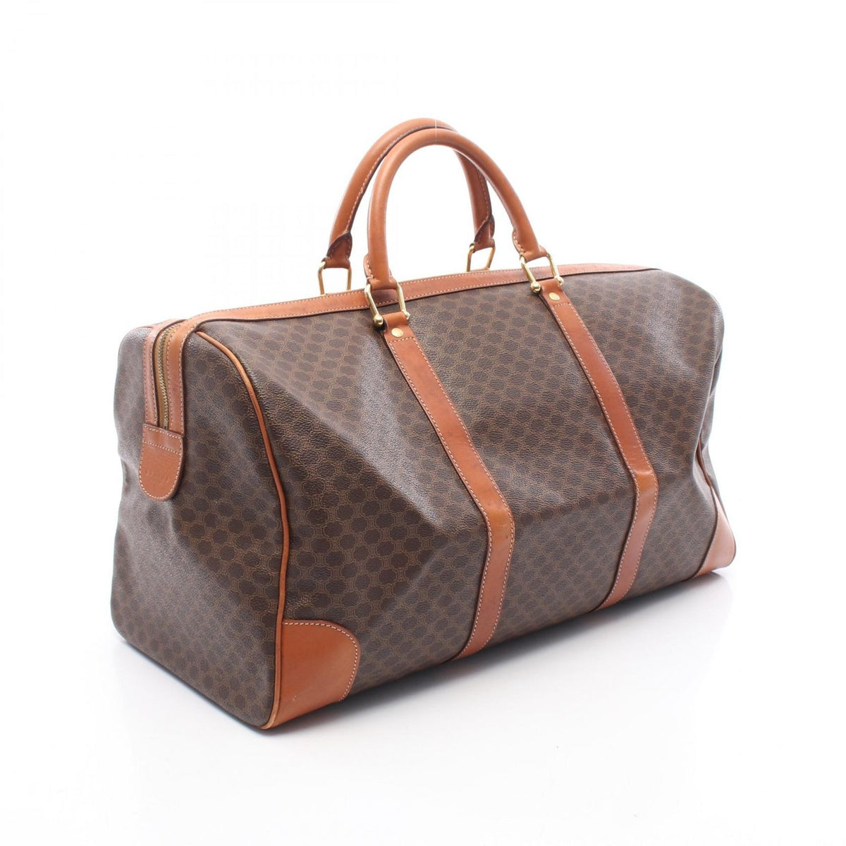 Celine Boston Bag Madakam Dark Brown Canvas Leather — view 2