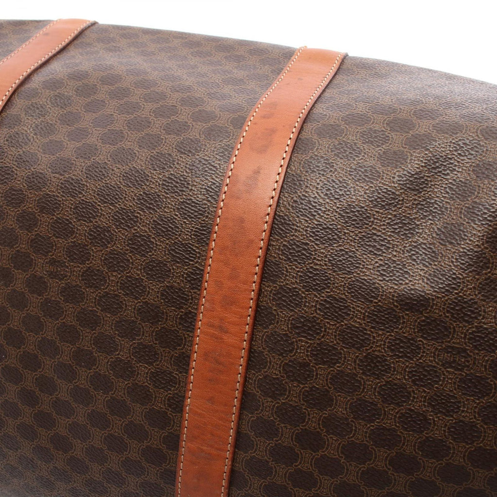 Celine Boston Bag Madakam Dark Brown Canvas Leather — view 8