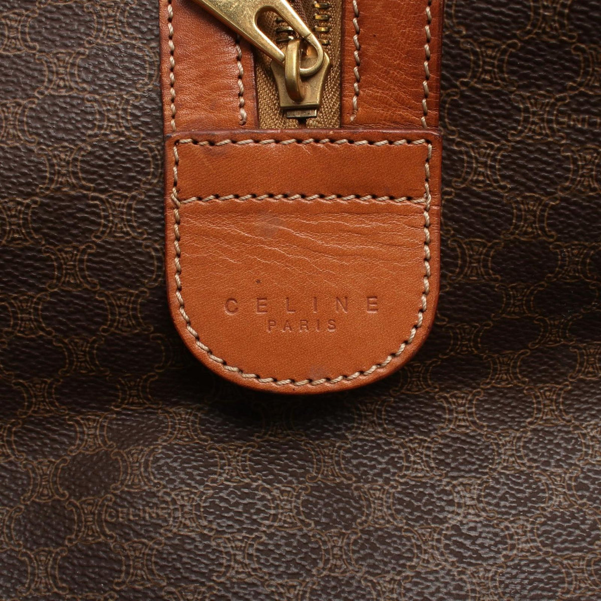 Celine Boston Bag Madakam Dark Brown Canvas Leather — view 4