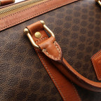 Celine Boston Bag Madakam Dark Brown Canvas Leather — view 9