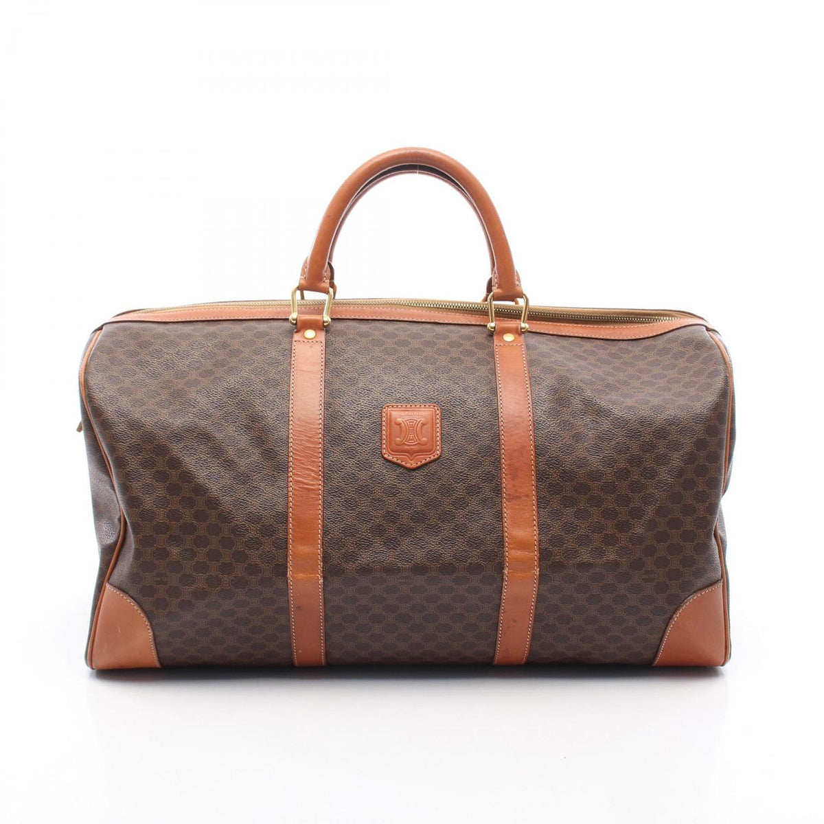 Celine Boston Bag Madakam Dark Brown Canvas Leather