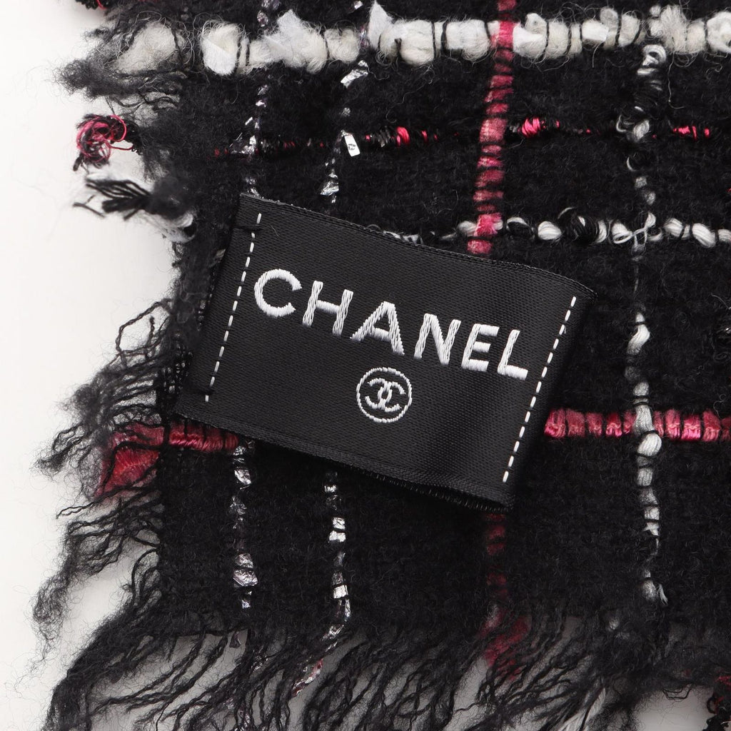 Chanel Shawl CC Logo Tweed Wool Scarf — view 2