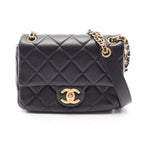 Chanel Shoulder Bag Quilted Mini Black Lambskin Mini Chain
